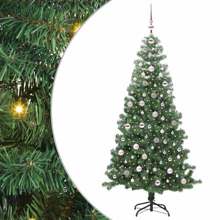Julgran med 300 LED-lampor med stativ Grön 240 cm PVC