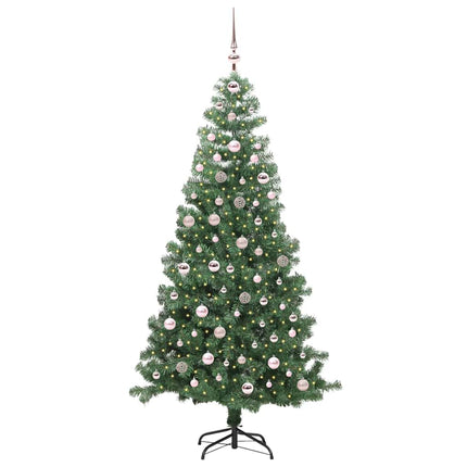 Julgran med 300 LED-lampor med stativ Grön 240 cm PVC