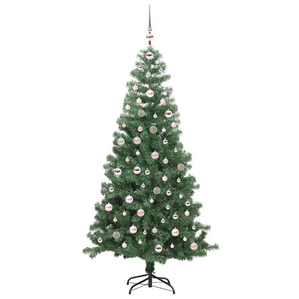 Julgran med 300 LED-lampor med stativ Grön 240 cm PVC