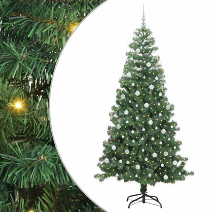 Julgran med 300 LED-lampor med stativ Grön 240 cm PVC