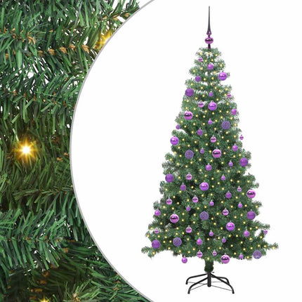 Julgran med 300 LED-lampor med stativ Grön 240 cm PVC