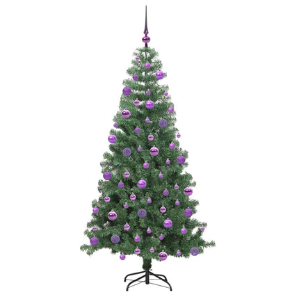 Julgran med 300 LED-lampor med stativ Grön 240 cm PVC
