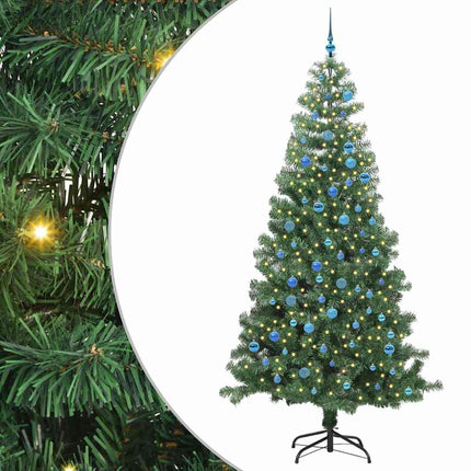 Julgran med 300 LED-lampor med stativ Grön 240 cm PVC
