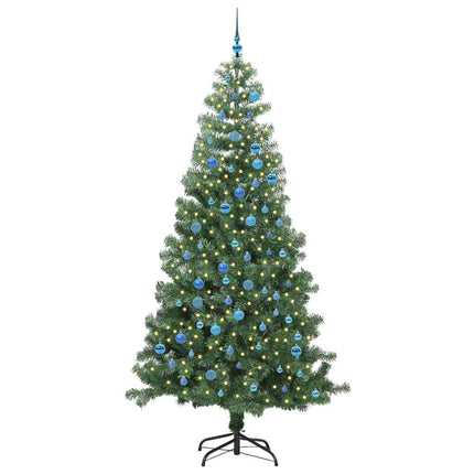 Julgran med 300 LED-lampor med stativ Grön 240 cm PVC