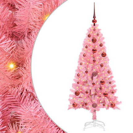 Julgran med 150 LED-lampor med stativ Rosa 120 cm PVC