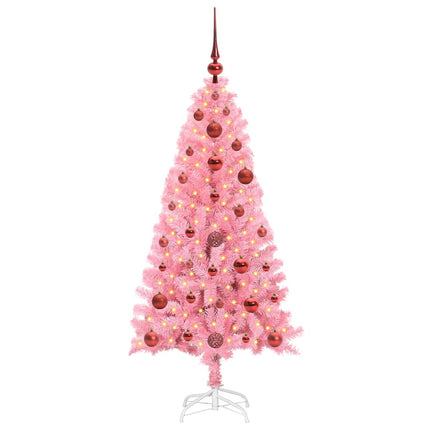 Julgran med 150 LED-lampor med stativ Rosa 120 cm PVC