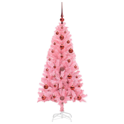 Julgran med 150 LED-lampor med stativ Rosa 120 cm PVC