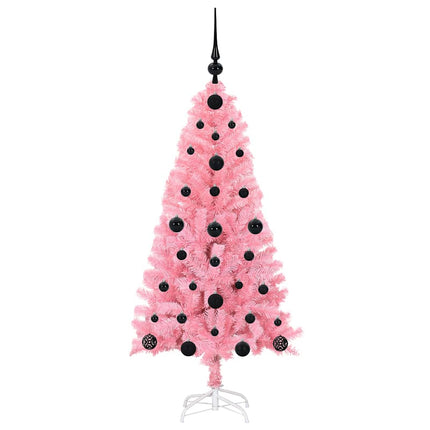 Julgran med 150 LED-lampor med stativ Rosa 120 cm PVC