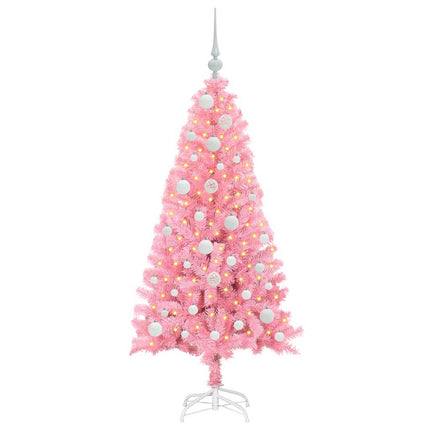 Julgran med 150 LED-lampor med stativ Rosa 120 cm PVC