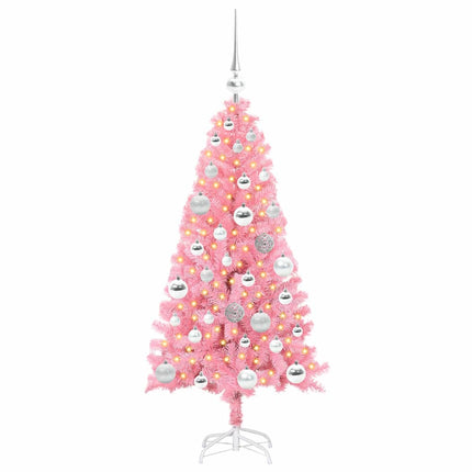 Julgran med 150 LED-lampor med stativ Rosa 120 cm PVC