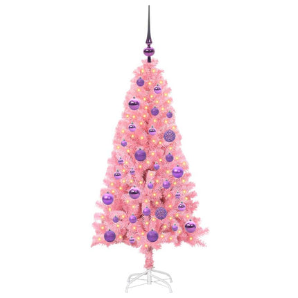 Julgran med 150 LED-lampor med stativ Rosa 120 cm PVC