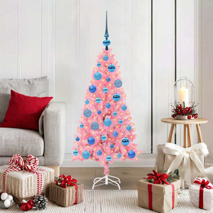 Julgran med 150 LED-lampor med stativ Rosa 120 cm PVC
