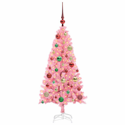 Julgran med 150 LED-lampor med stativ Rosa 120 cm PVC