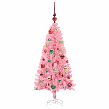 Julgran med 150 LED-lampor med stativ Rosa 120 cm PVC