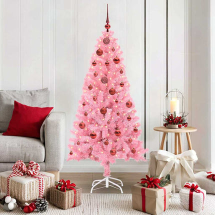 Julgran med 150 LED-lampor med stativ Rosa 150 cm PVC