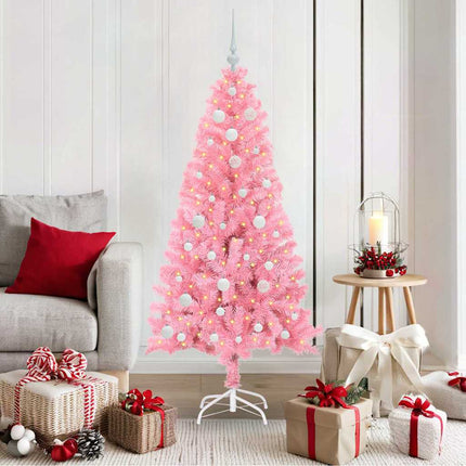 Julgran med 150 LED-lampor med stativ Rosa 150 cm PVC