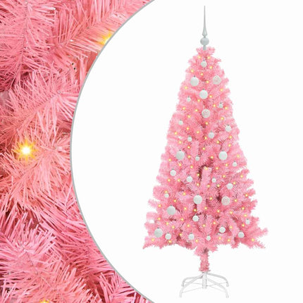 Julgran med 150 LED-lampor med stativ Rosa 150 cm PVC
