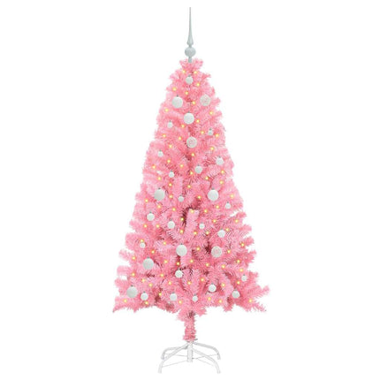 Julgran med 150 LED-lampor med stativ Rosa 150 cm PVC