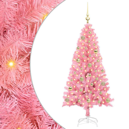 Julgran med 150 LED-lampor med stativ Rosa 150 cm PVC