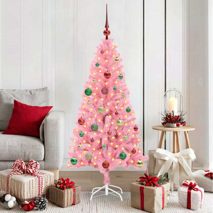 Julgran med 150 LED-lampor med stativ Rosa 150 cm PVC