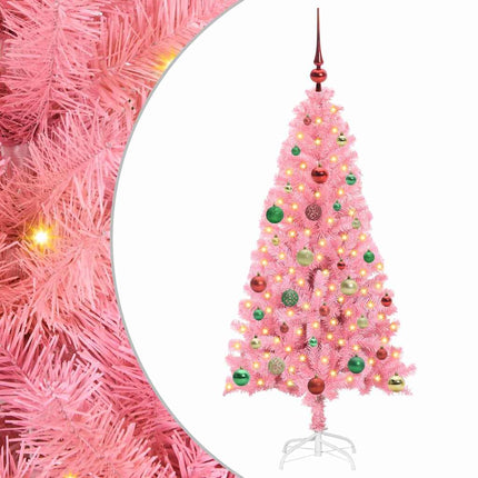 Julgran med 150 LED-lampor med stativ Rosa 150 cm PVC