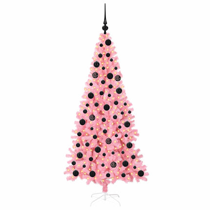 Julgran med 300 LED-lampor med stativ Rosa 180 cm PVC