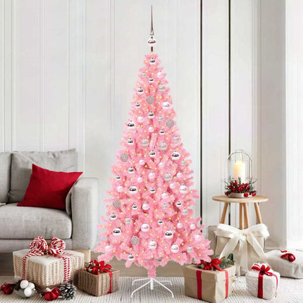 Julgran med 300 LED-lampor med stativ Rosa 180 cm PVC