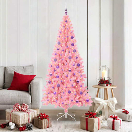 Julgran med 300 LED-lampor med stativ Rosa 180 cm PVC
