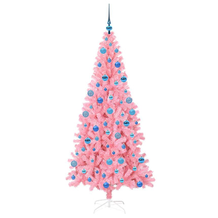 Julgran med 300 LED-lampor med stativ Rosa 180 cm PVC
