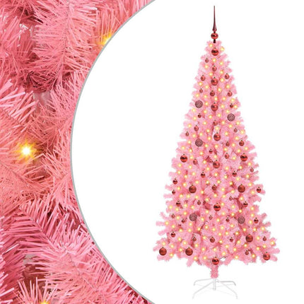 Julgran med 300 LED-lampor med stativ Rosa 210 cm PVC