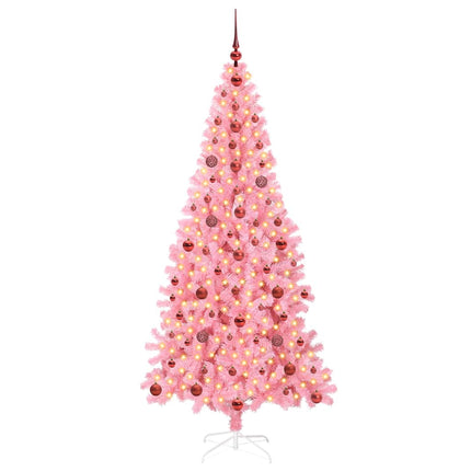 Julgran med 300 LED-lampor med stativ Rosa 210 cm PVC