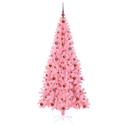 Julgran med 300 LED-lampor med stativ Rosa 210 cm PVC