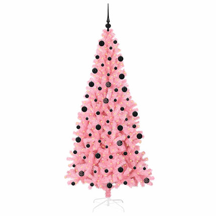 Julgran med 300 LED-lampor med stativ Rosa 210 cm PVC