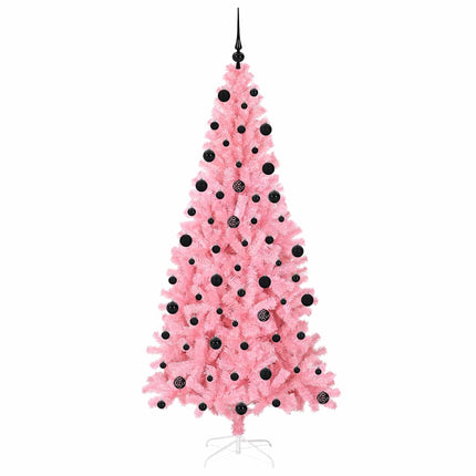 Julgran med 300 LED-lampor med stativ Rosa 210 cm PVC