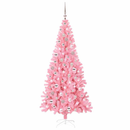 Julgran med 300 LED-lampor med stativ Rosa 210 cm PVC