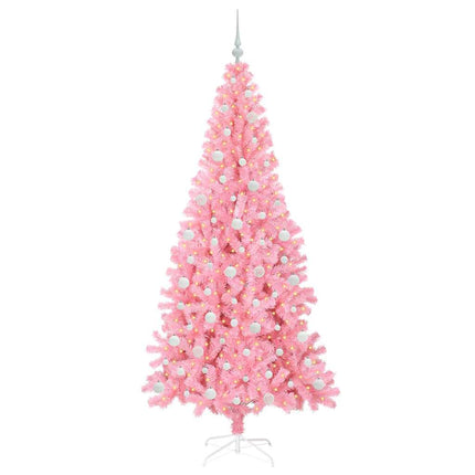 Julgran med 300 LED-lampor med stativ Rosa 210 cm PVC