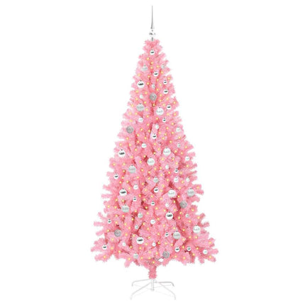 Julgran med 300 LED-lampor med stativ Rosa 210 cm PVC