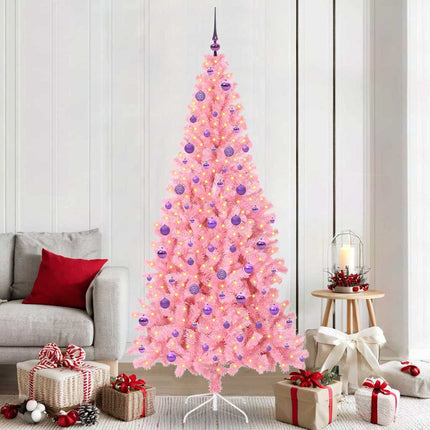 Julgran med 300 LED-lampor med stativ Rosa 210 cm PVC