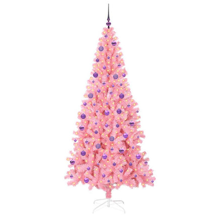 Julgran med 300 LED-lampor med stativ Rosa 210 cm PVC