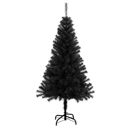 Julgran med 150 LED-lampor med stativ Svart 120 cm PVC