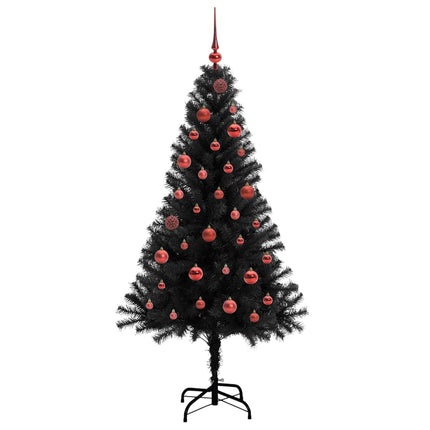 Julgran med 150 LED-lampor med stativ Svart 150 cm PVC