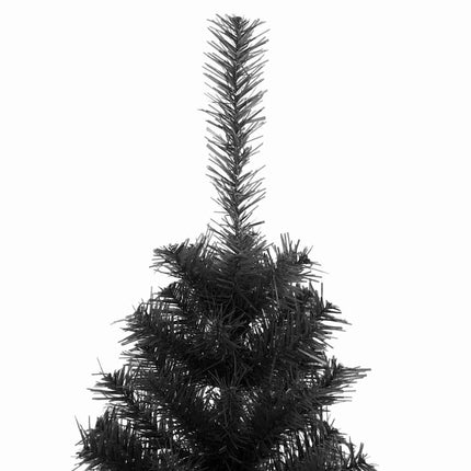 Julgran med 150 LED-lampor med stativ Svart 150 cm PVC