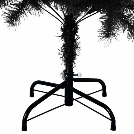 Julgran med 150 LED-lampor med stativ Svart 150 cm PVC