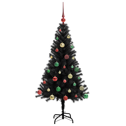 Julgran med 150 LED-lampor med stativ Svart 150 cm PVC
