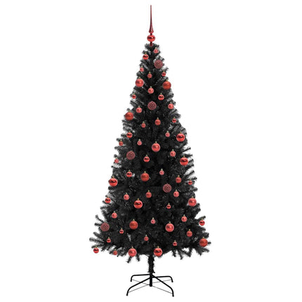 Julgran med 300 LED-lampor med stativ Svart 180 cm PVC