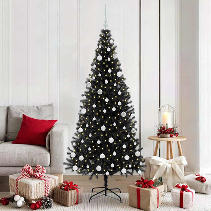 Julgran med 300 LED-lampor med stativ Svart 180 cm PVC