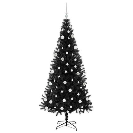 Julgran med 300 LED-lampor med stativ Svart 180 cm PVC