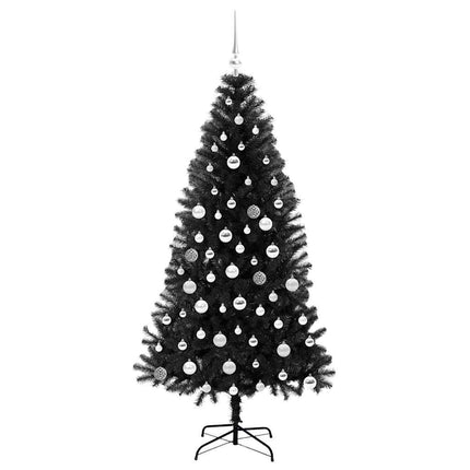 Julgran med 300 LED-lampor med stativ Svart 180 cm PVC