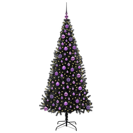 Julgran med 300 LED-lampor med stativ Svart 180 cm PVC
