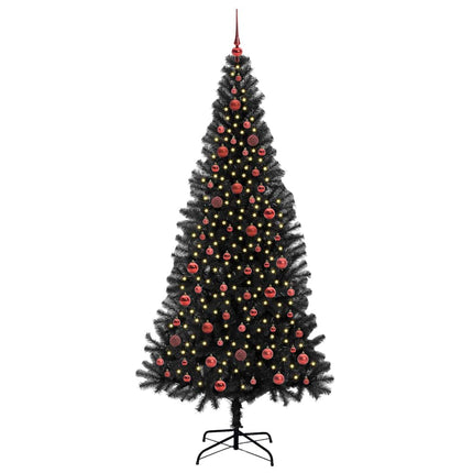 Julgran med 300 LED-lampor med stativ Svart 210 cm PVC